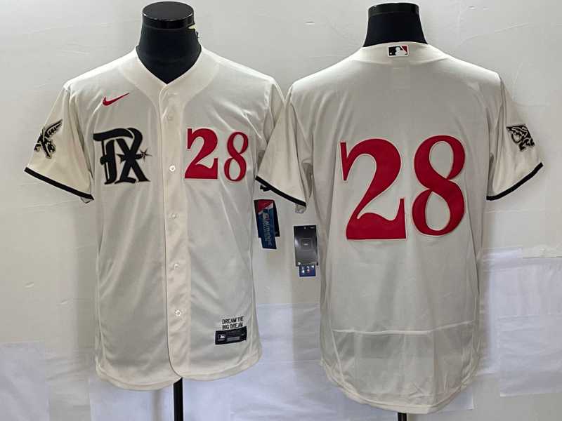 Mens Texas Rangers #28 Jonah Heim Number Cream 2023 City Connect Flex Base Stitched Baseball Jersey->texas rangers->MLB Jersey